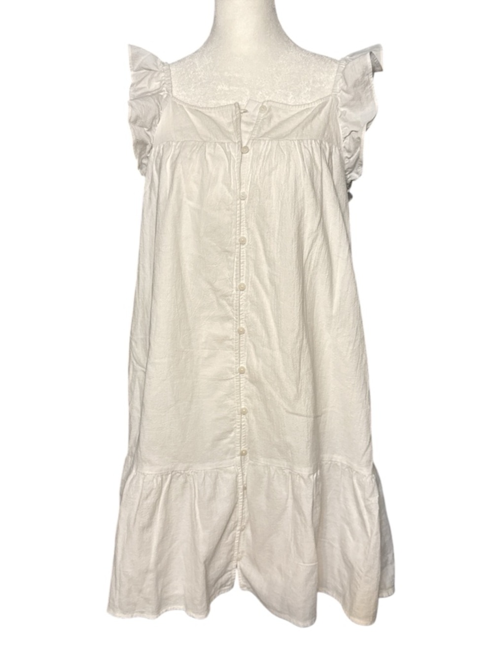 Universal Thread Cream Ruffle-Shoulder Button-Front Midi Dress - Picture 2 of 8